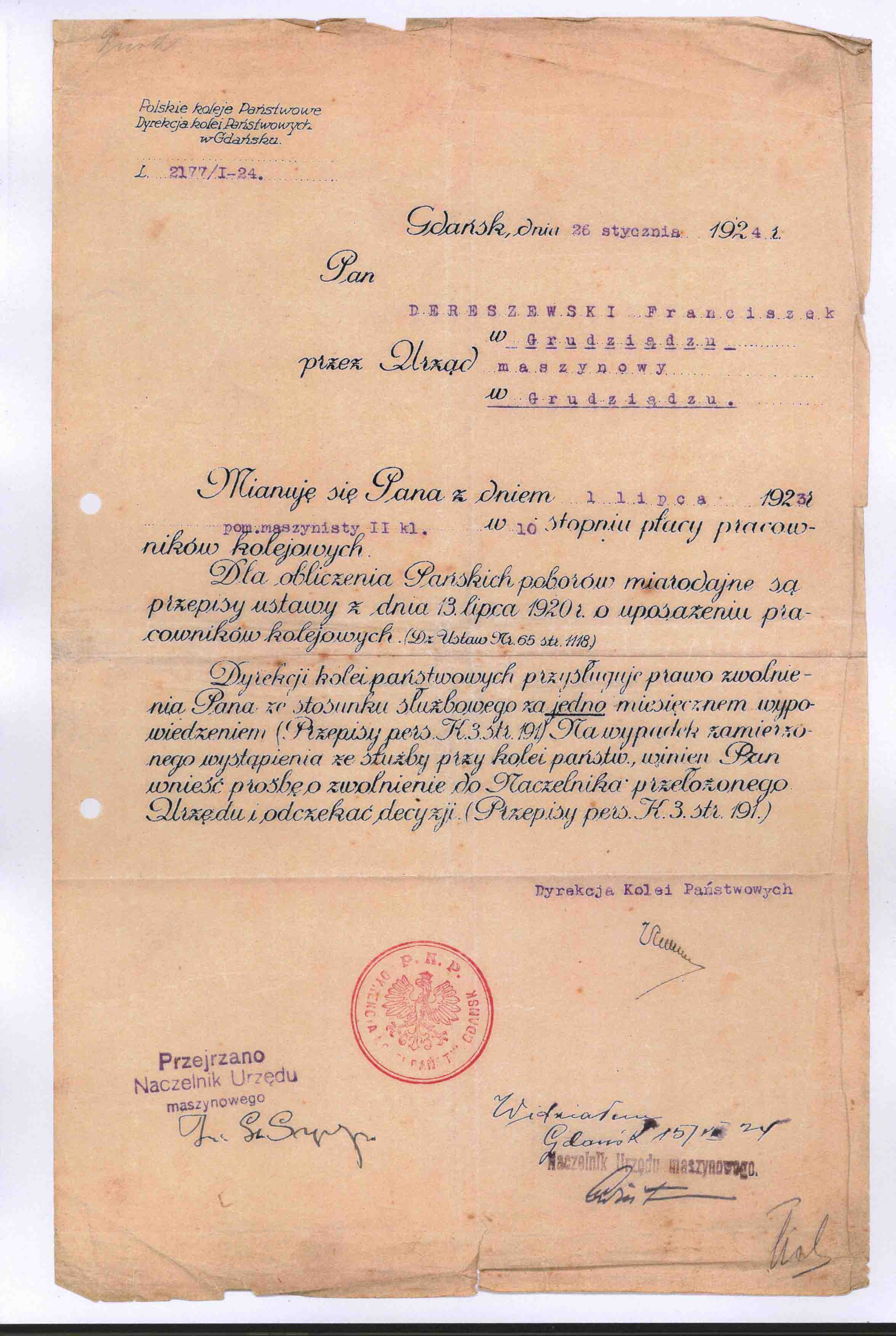 Mianowanie świadectwo